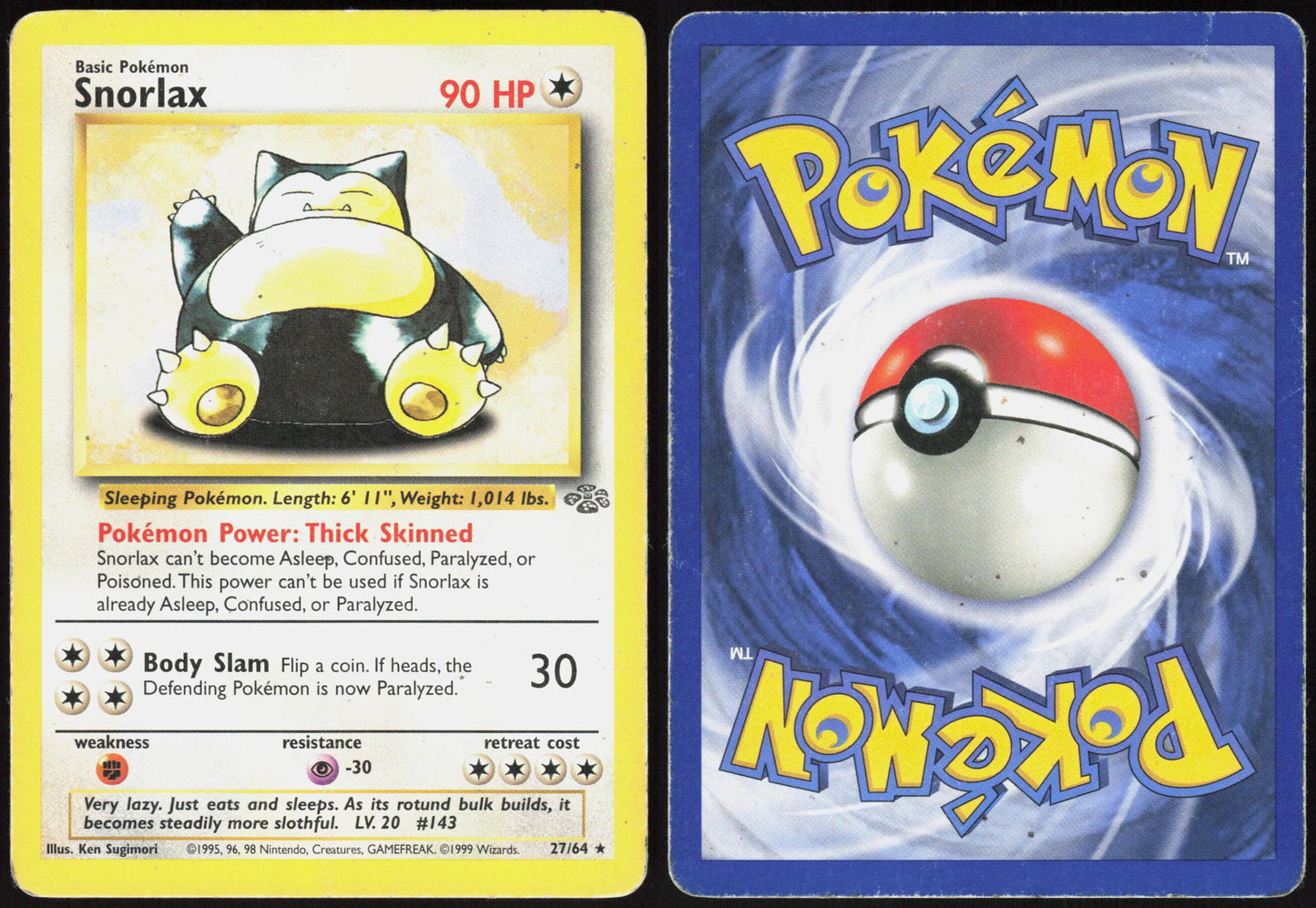 SNORLAX 27/64 JUNGLE POKEMON RARE UNLIMITED HP