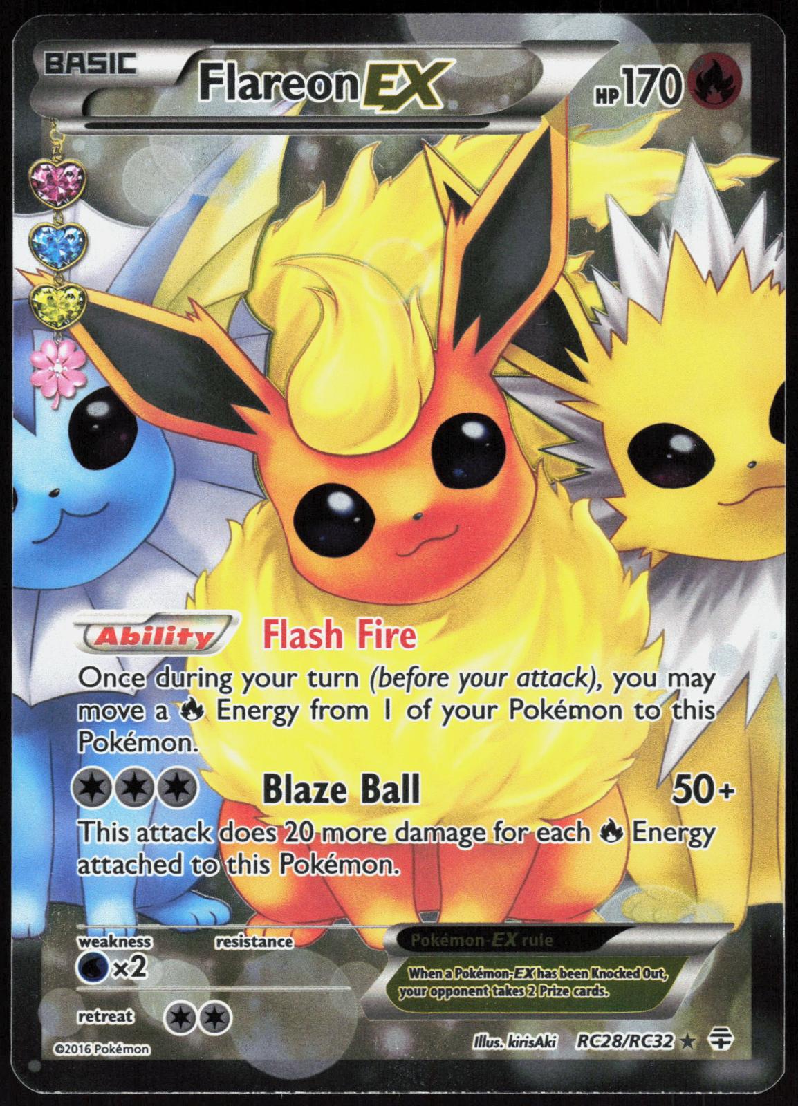 FLAREON EX RC28/RC32 GENERATIONS POKEMON ULTRA RARE HOLO LP