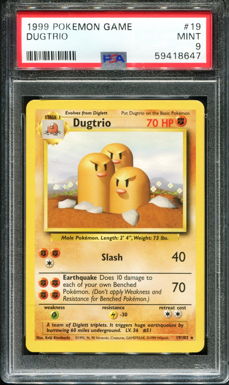 DUGTRIO 19/102 PSA 9 GAME POKEMON