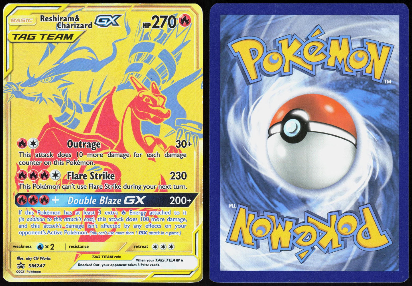 RESHIRAM & CHARIZARD GX - SM247 SUN & MOON PROMO POKEMON PROMO HOLO LP