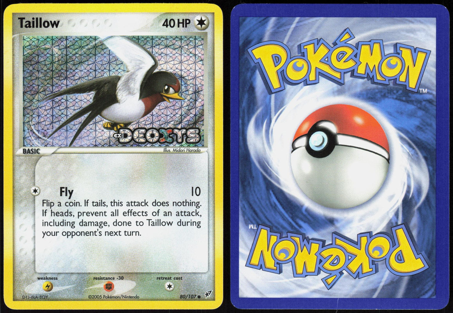 TAILLOW 80/107 DEOXYS POKEMON COMMON REVERSE HOLO LP