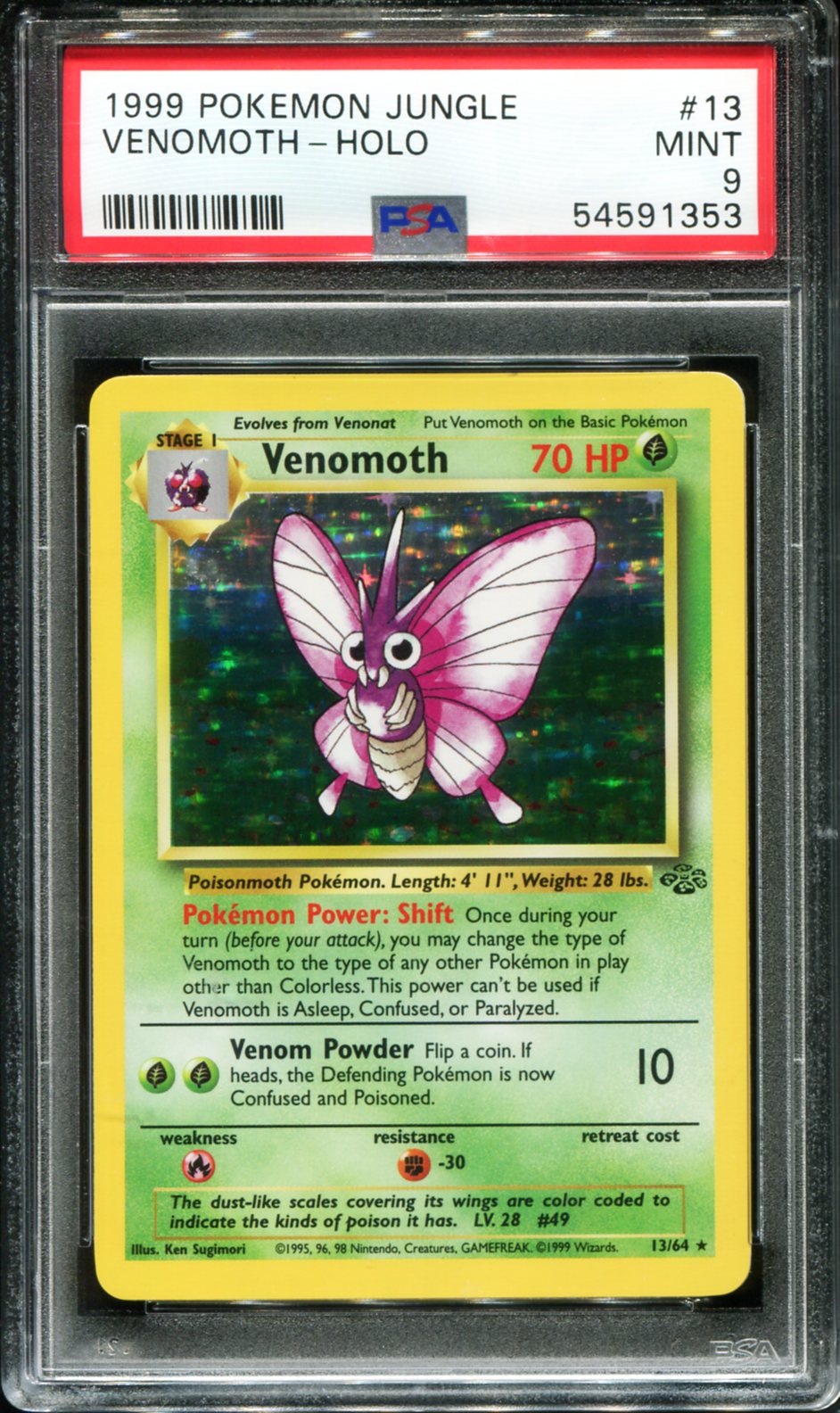 VENOMOTH HOLO 13/64 PSA 9 JUNGLE POKEMON