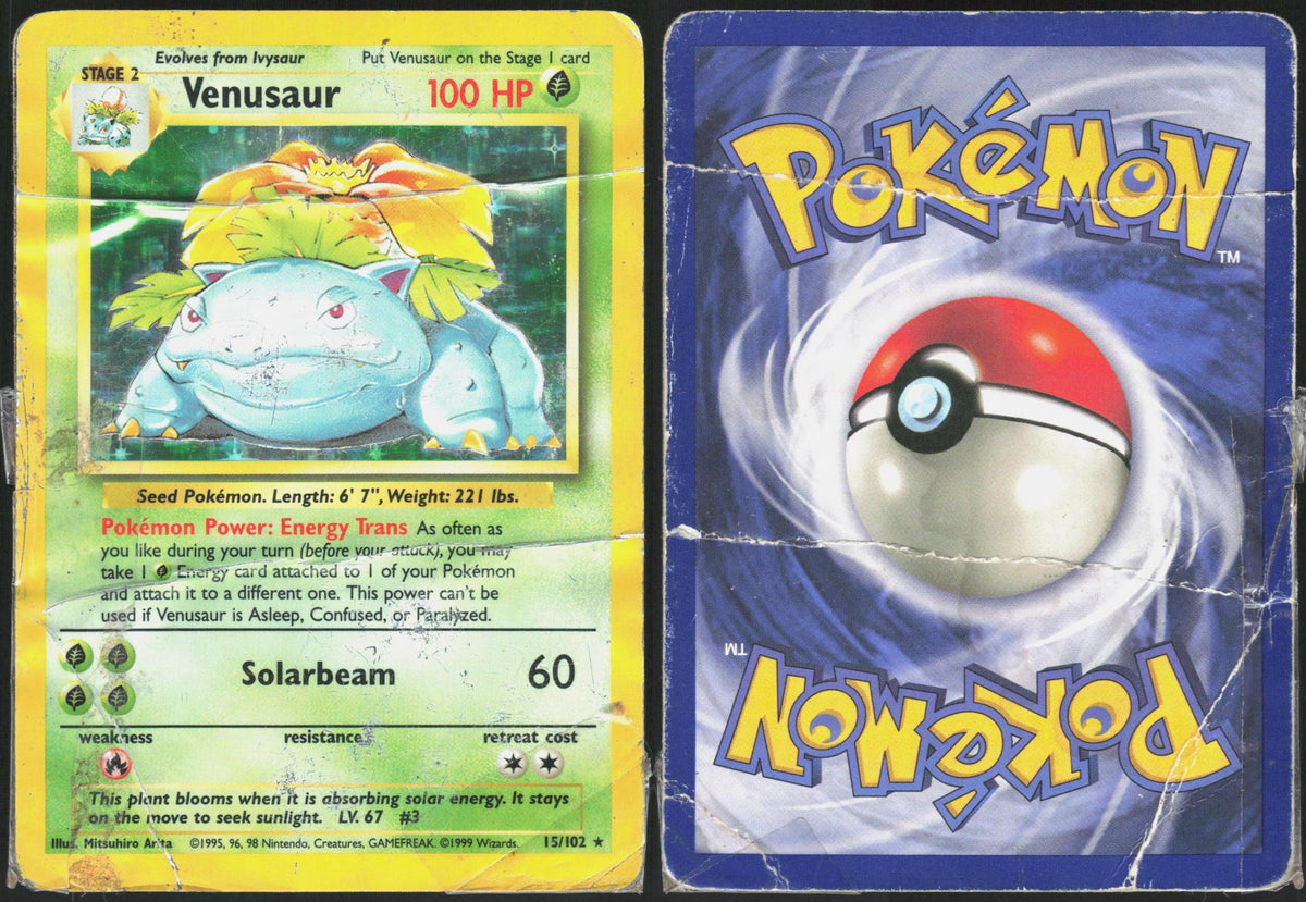 VENUSAUR 15/102 BASE SET UNLIMITED POKEMON HOLO RARE HP
