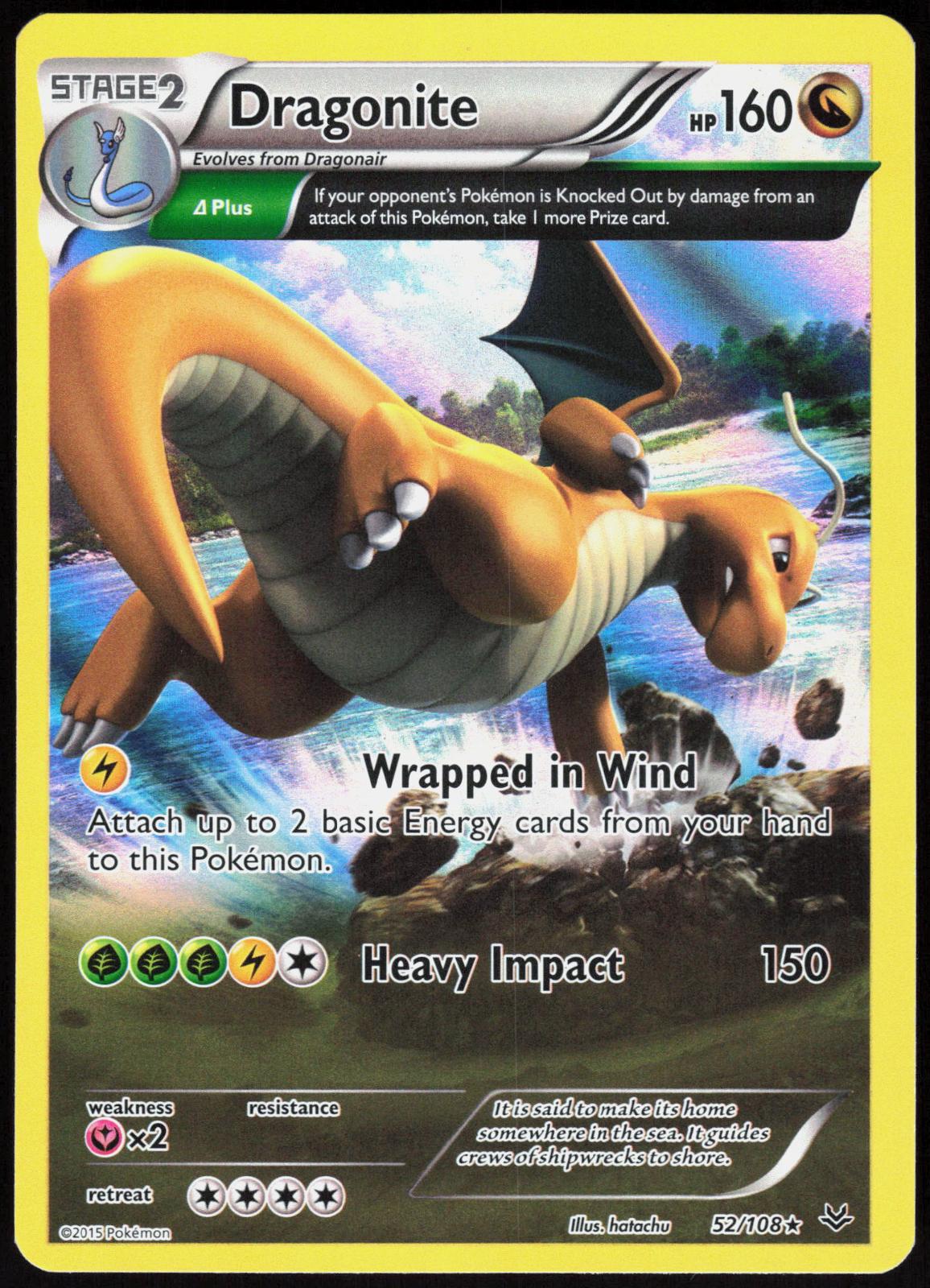 DRAGONITE 52/108 ROARING SKIES POKEMON RARE HOLO LP