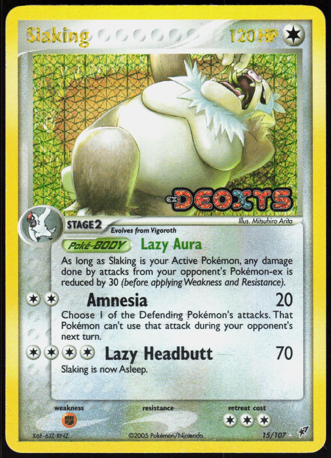 SLAKING 15/107 DEOXYS POKEMON RARE REVERSE HOLO LP