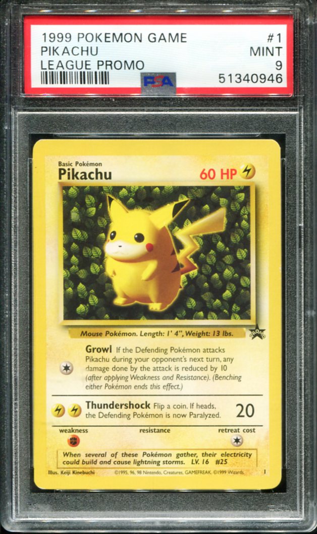 PIKACHU 1 PSA 9 LEAGUE PROMO POKEMON