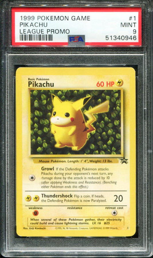 PIKACHU 1 PSA 9 LEAGUE PROMO POKEMON