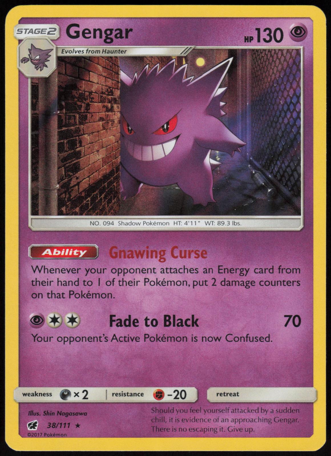 GENGAR 38/111 CRIMSON INVASION POKEMON RARE HOLO LP
