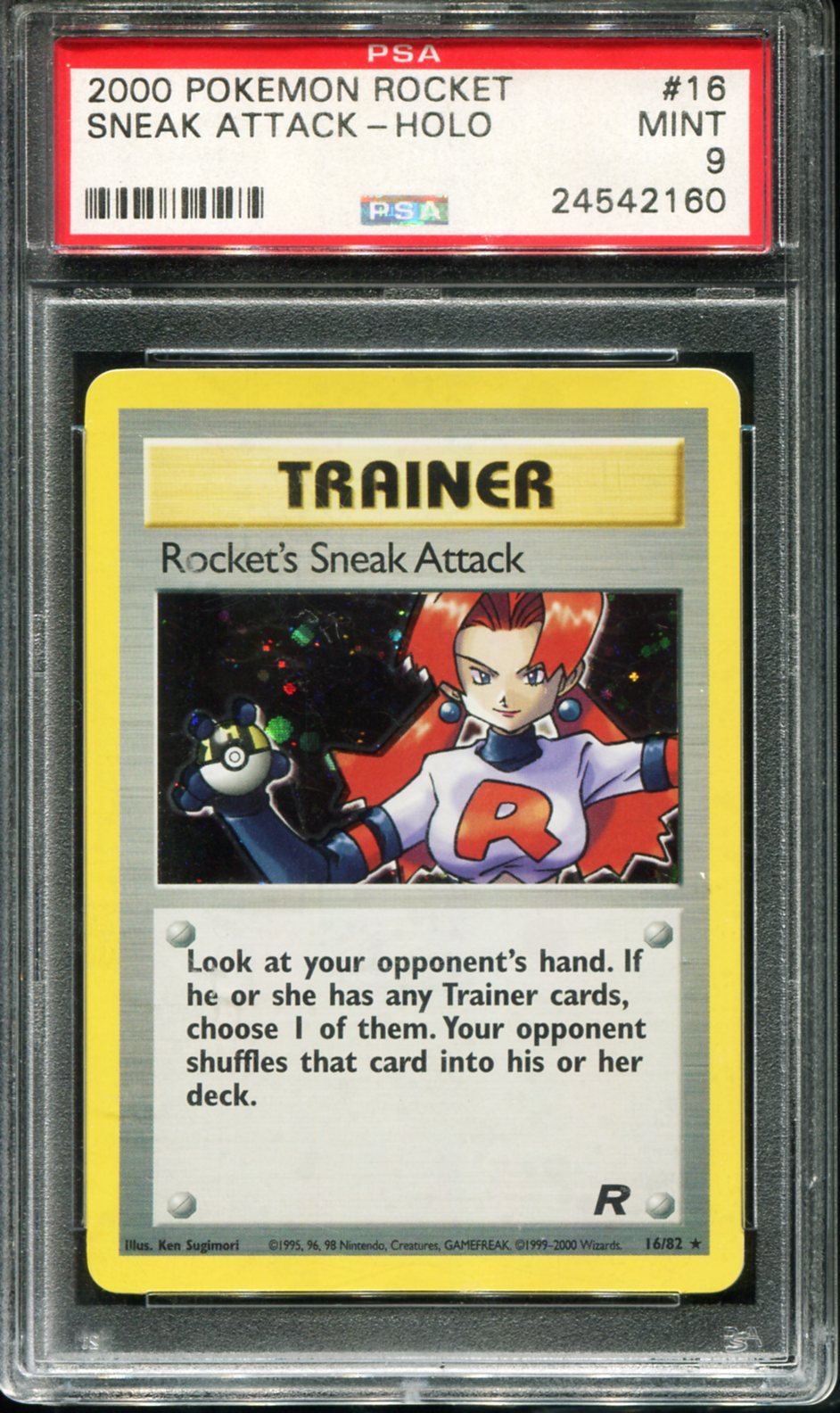 ROCKET'S SNEAK ATTACK HOLO 16 PSA 9 ROCKET POKEMON
