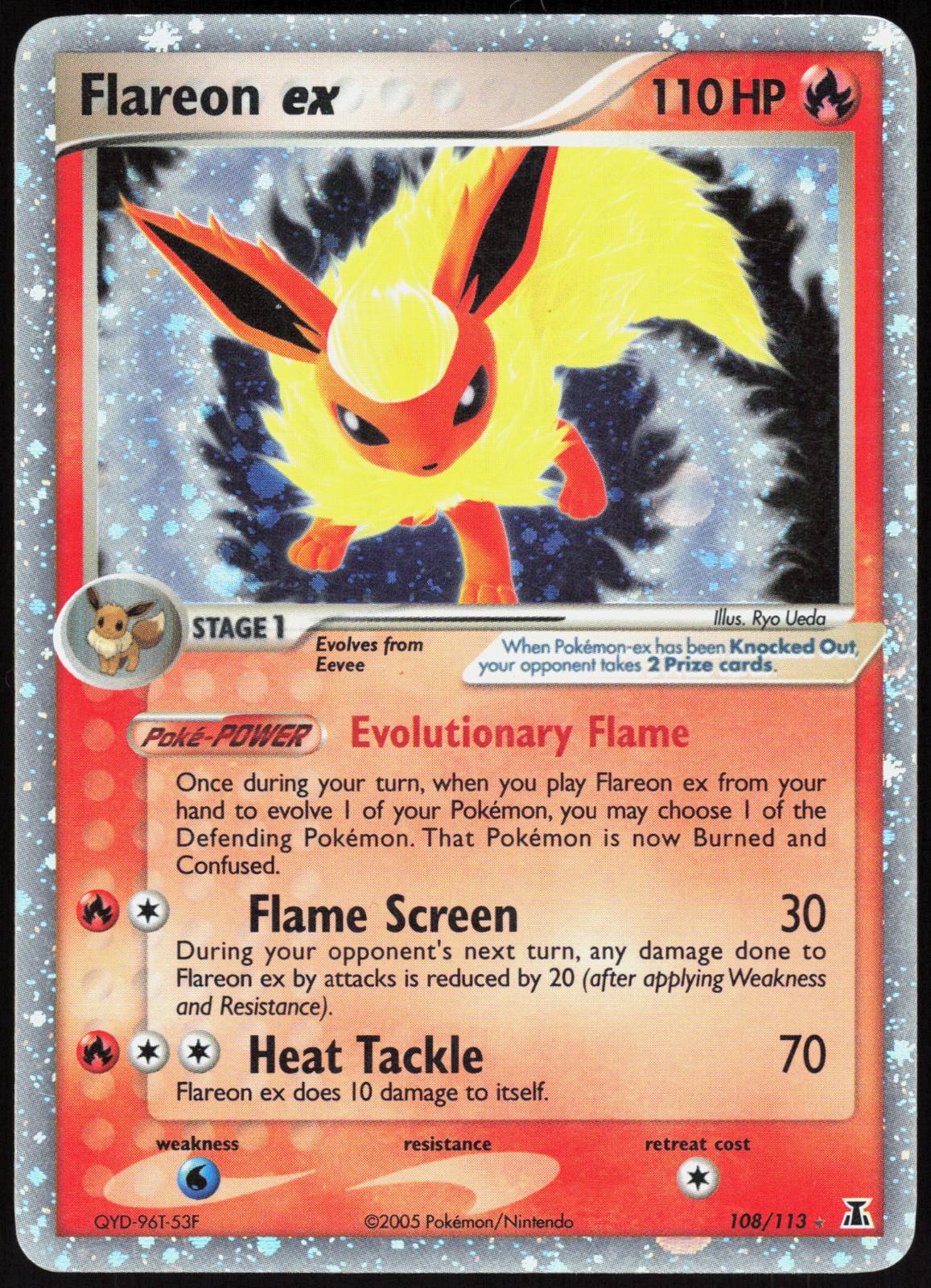 FLAREON EX 108/113 DELTA SPECIES POKEMON EX RARE HOLO NM