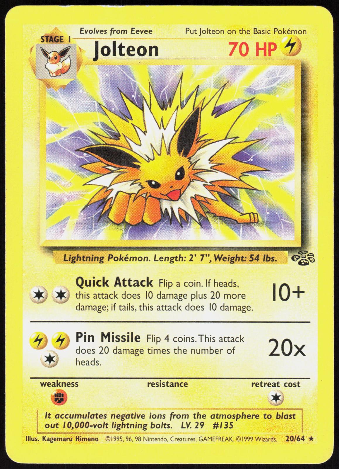 JOLTEON 20/64 JUNGLE POKEMON RARE UNLIMITED MP