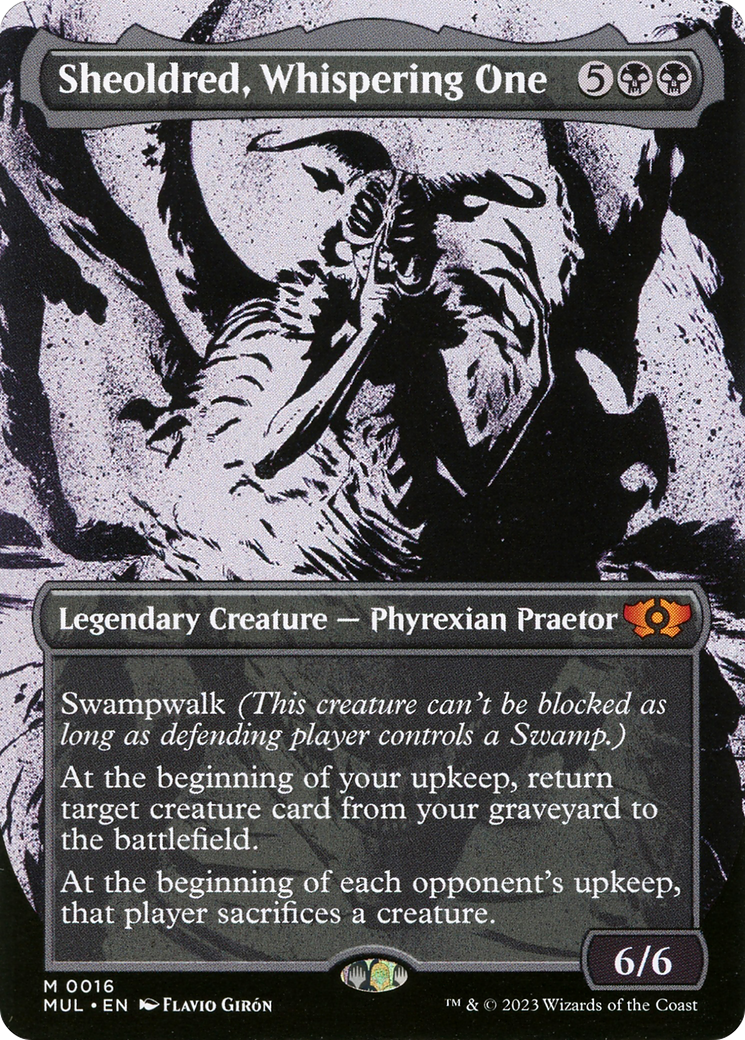 MAGIC: THE GATHERING  - Sheoldred, Whispering One (MUL-016) - Multiverse Legends: (Showcase) (Borderless) Foil