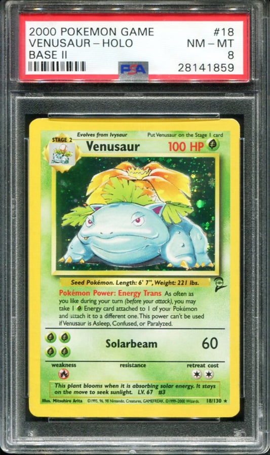 VENUSAUR HOLO 18 PSA 8 GAME BASE II POKEMON