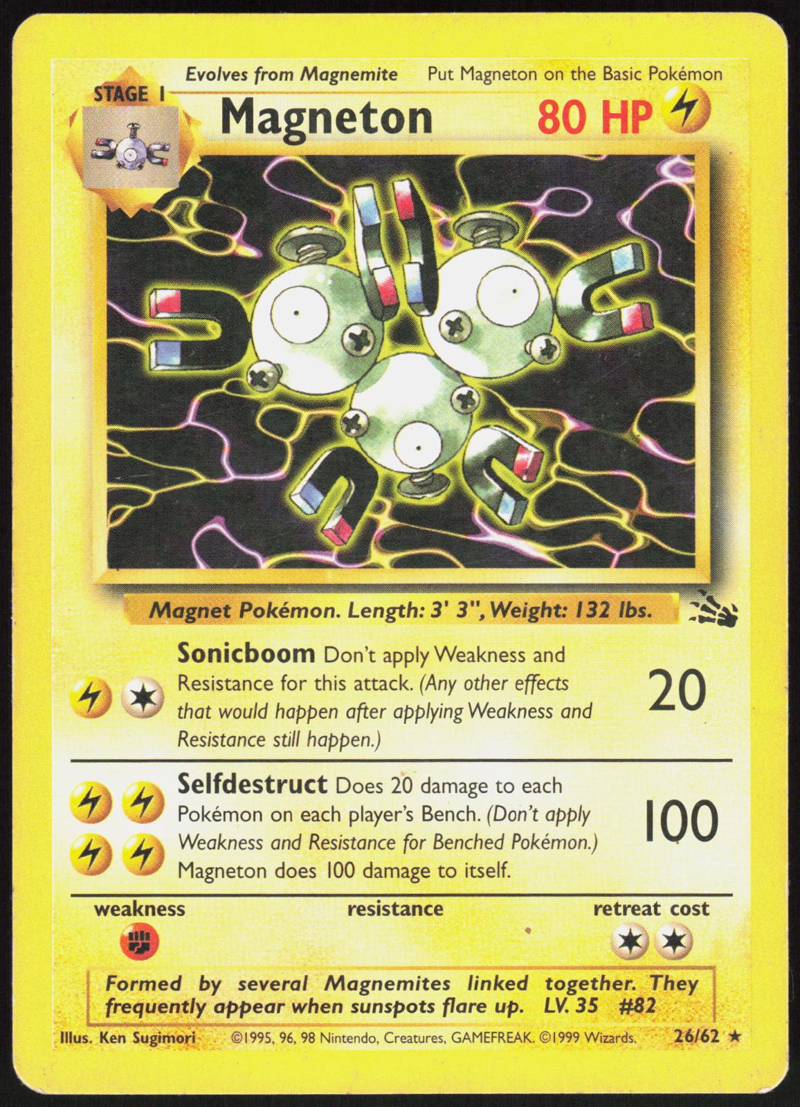 MAGNETON 26/62 FOSSIL POKEMON RARE UNLIMITED MP