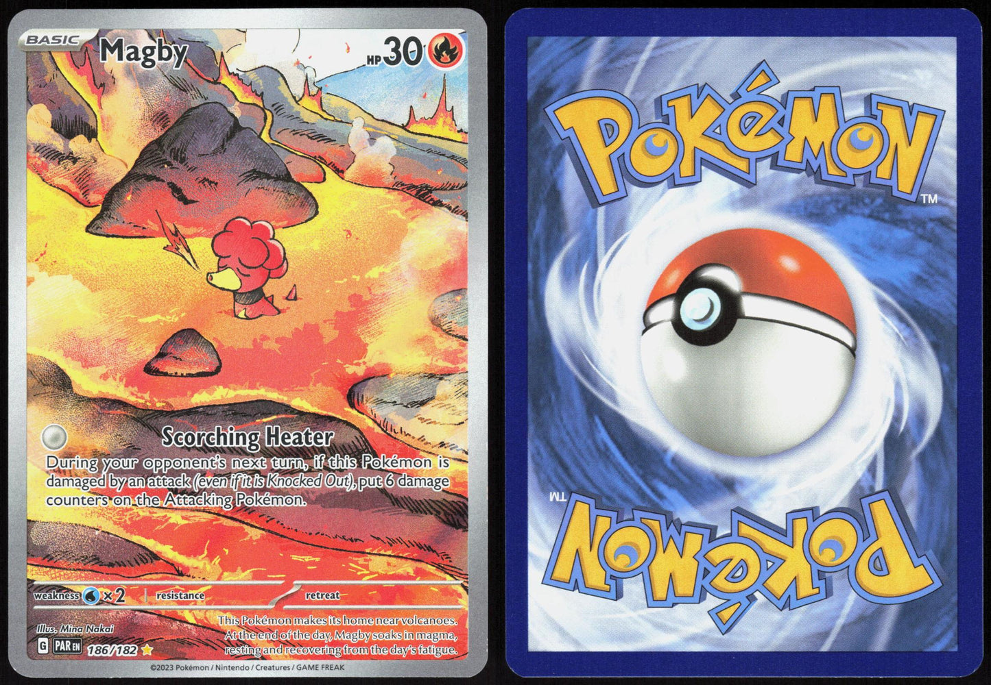 MAGBY 186/182 PARADOX RIFT POKEMON ILLUSTRATION RARE HOLO HP
