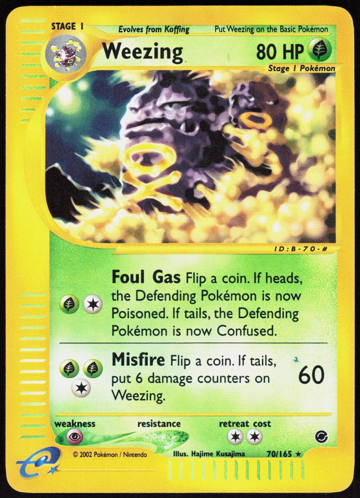 WEEZING 70/165 EXPEDITION BASE SET POKEMON RARE REVERSE HOLO MP