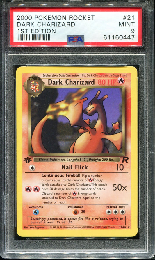 DARK CHARIZARD 21 PSA 9 1ST EDITION ROCKET POKEMON