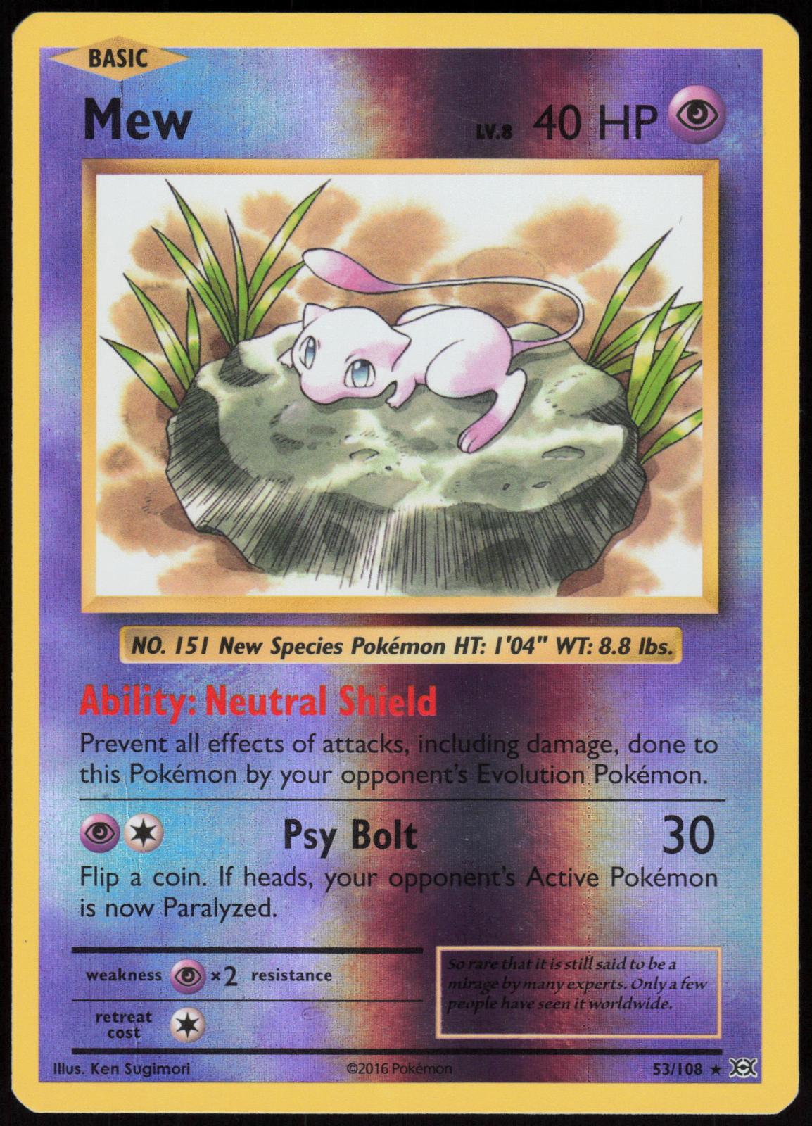 MEW 53/108 EVOLUTIONS POKEMON RARE REVERSE HOLO LP