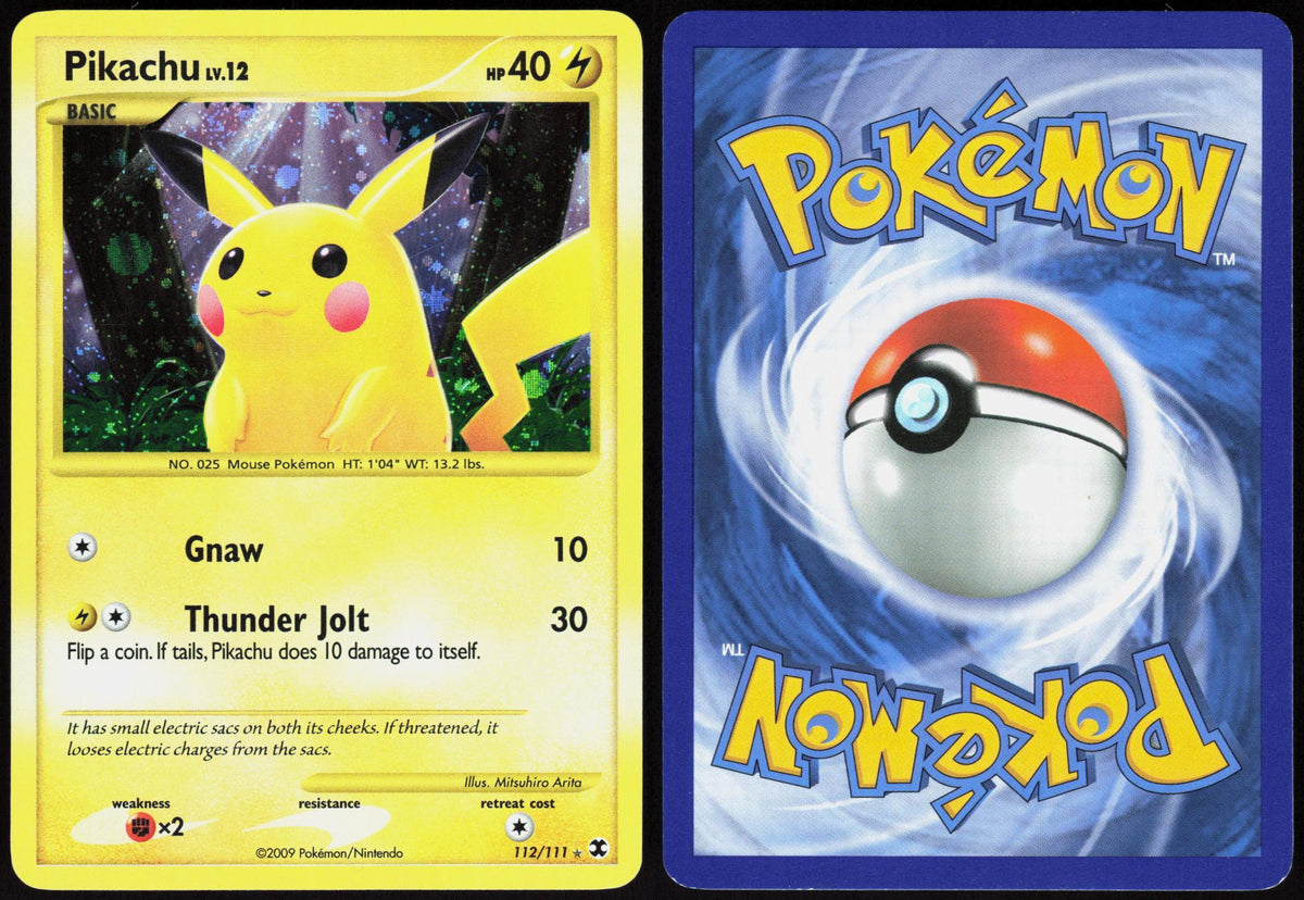 PIKACHU 112/111 RISING RIVALS POKEMON SECRET RARE HOLO LP