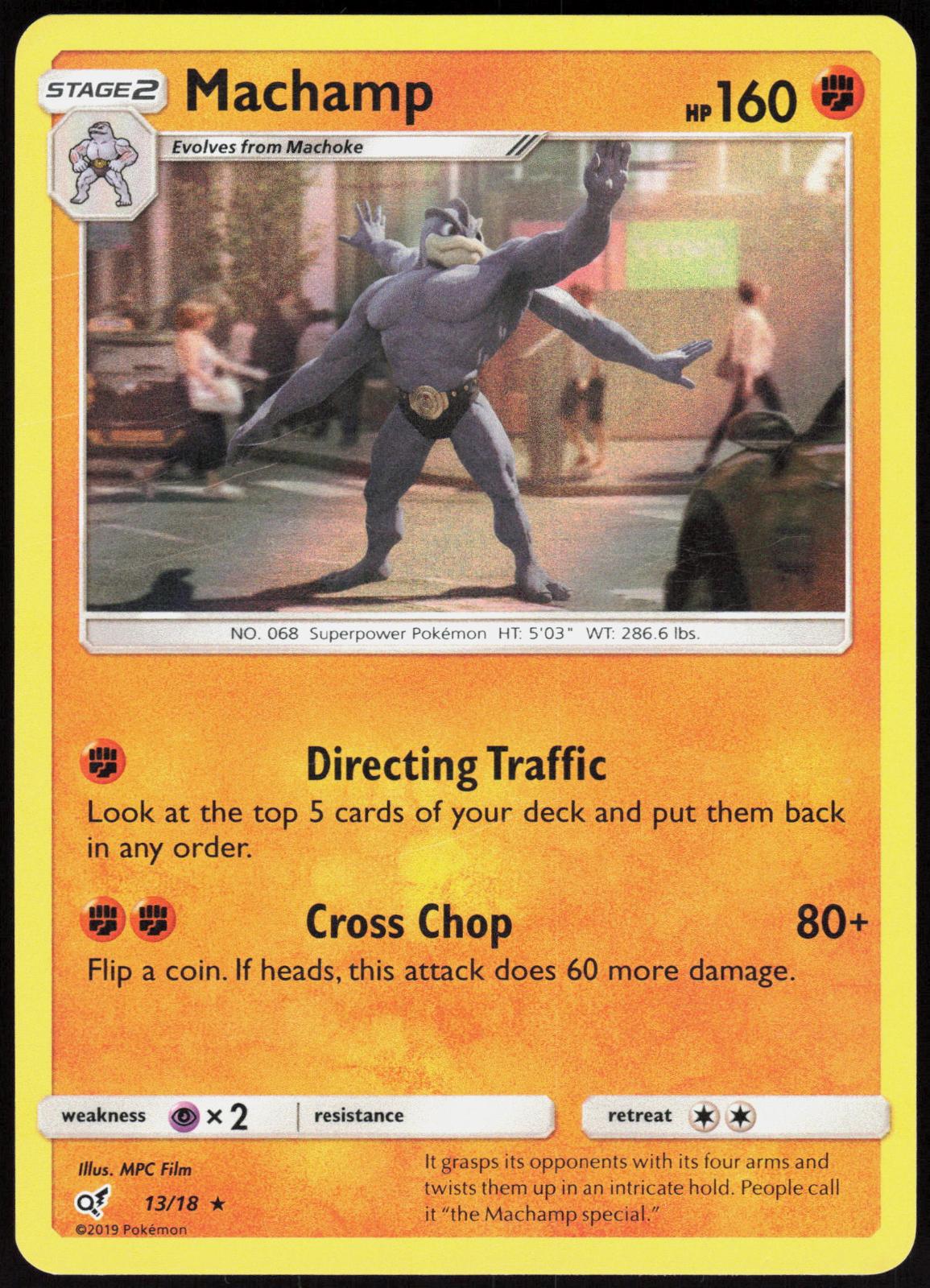 MACHAMP 13/18 DETECTIVE PIKACHU POKEMON RARE HOLO NM