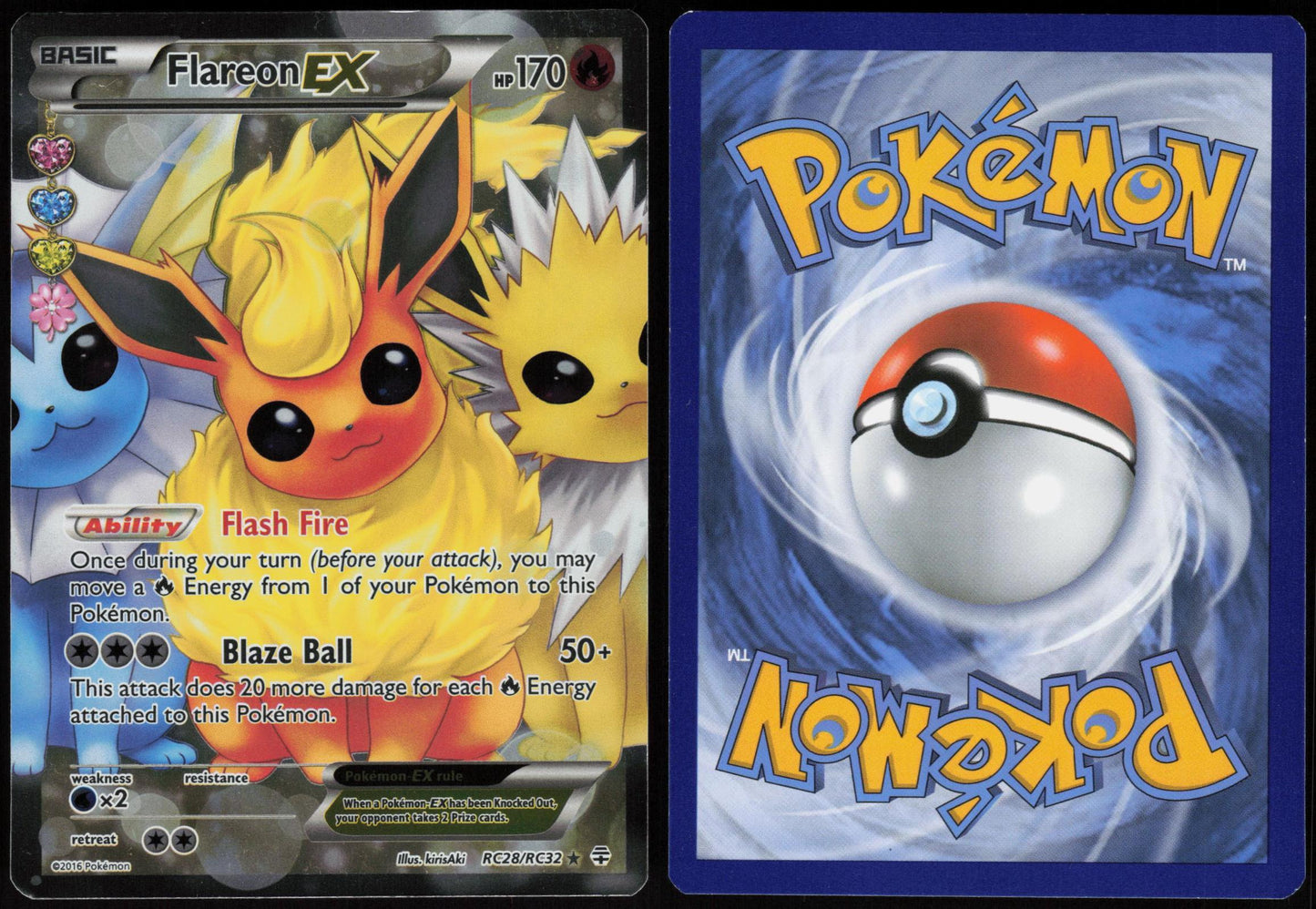 FLAREON EX RC28/RC32 GENERATIONS POKEMON ULTRA RARE HOLO LP