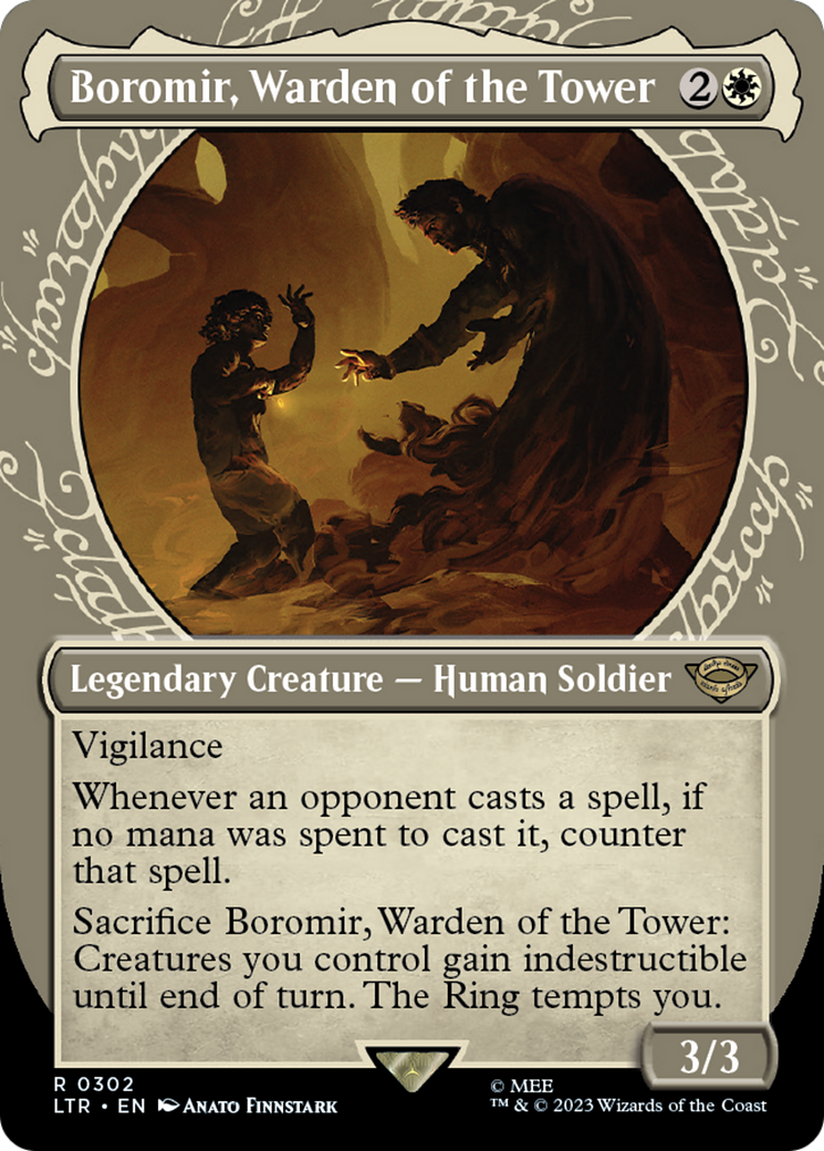 MAGIC: THE GATHERING  - Boromir, Warden of the Tower (Showcase) (LTR-302) - The Lord of the Rings: Tales of Middle-earth: (Showcase) (Borderless) Foil