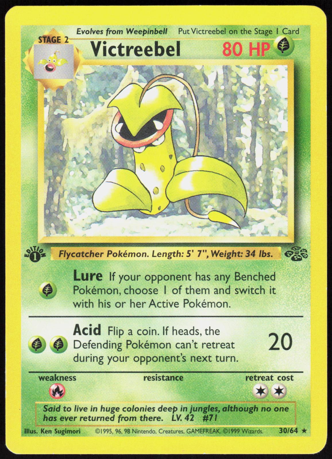 VICTREEBEL 30/64 JUNGLE POKEMON RARE 1ST EDITION LP