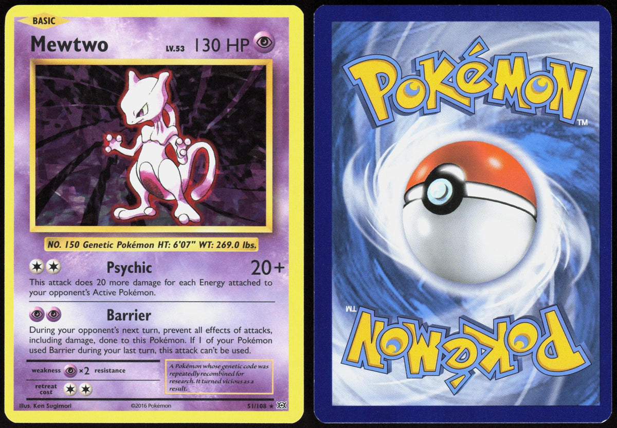 MEWTWO (CRACKED ICE HOLO) 51/108 DECK EXCLUSIVES POKEMON HOLO RARE LP