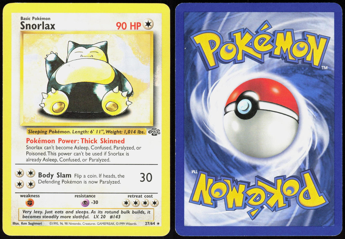 SNORLAX 27/64 JUNGLE POKEMON RARE UNLIMITED LP