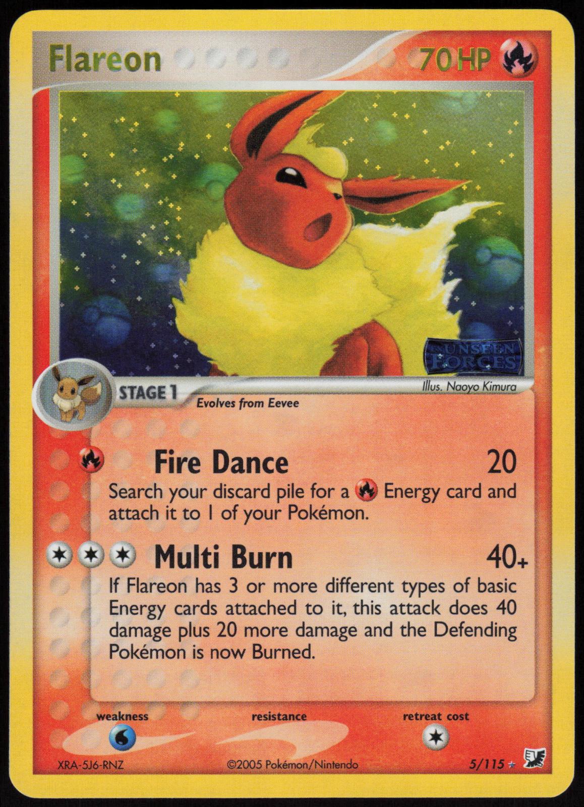 FLAREON 5/115 UNSEEN FORCES POKEMON RARE HOLO LP