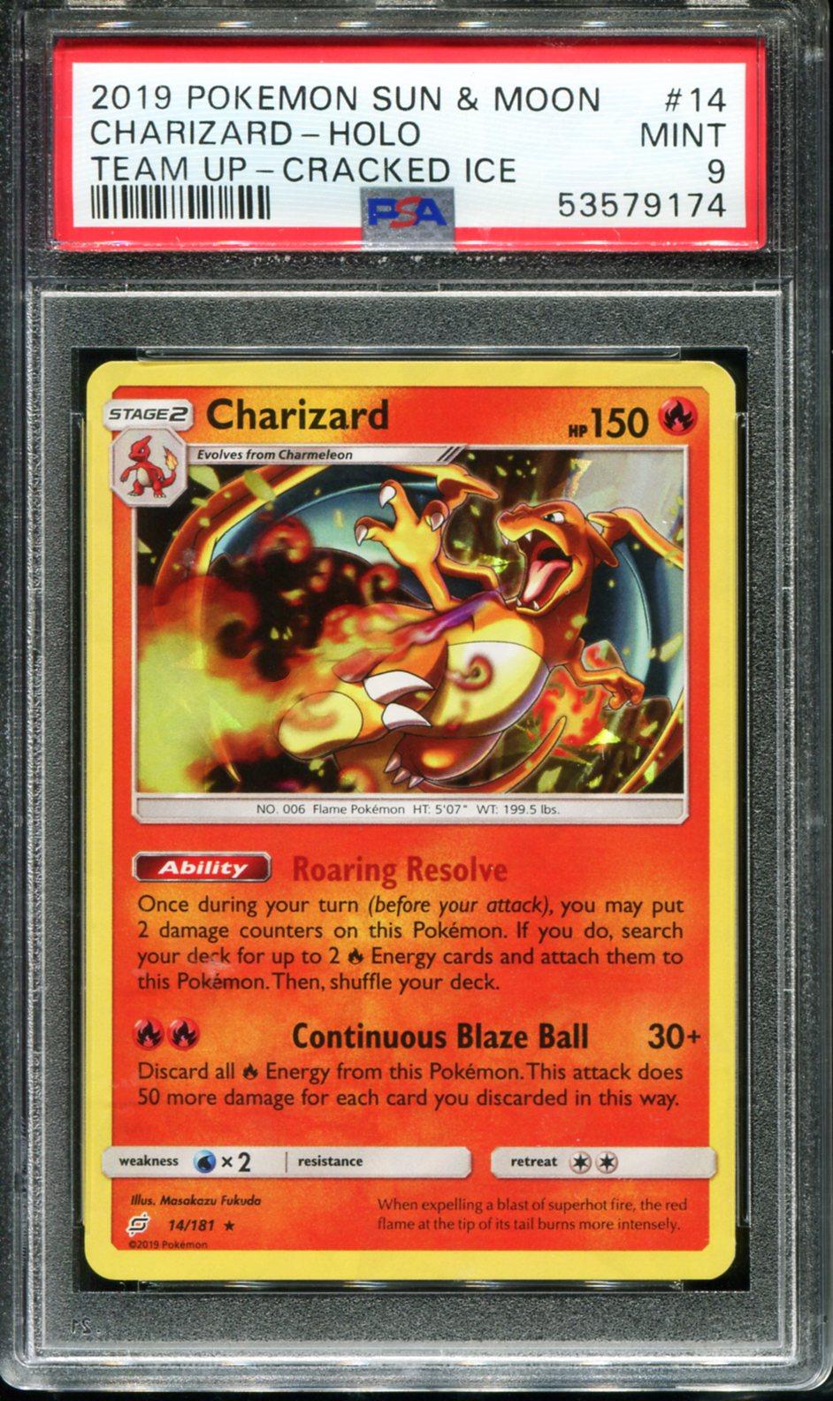 CHARIZARD HOLO 14/181 PSA 9 CRACKED ICE TEAM UP POKEMON
