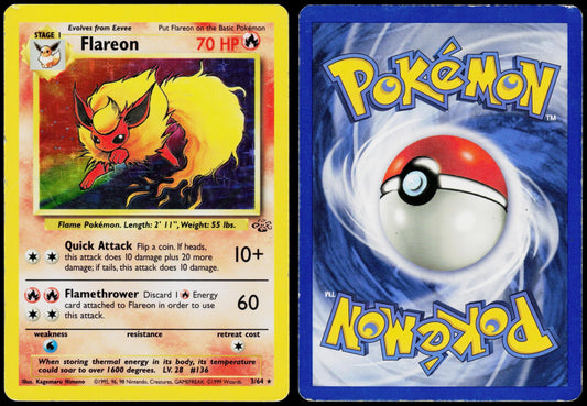 POKEMON FLAREON 3/64 JUNGLE RARE UNLIMITED HOLO