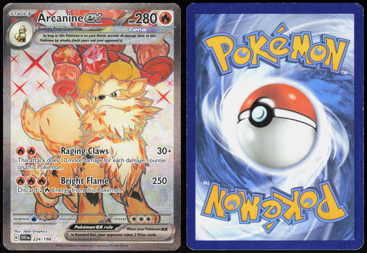 ARCANINE EX 224/198 SCARLET & VIOLET POKEMON ULTRA RARE HOLO LP
