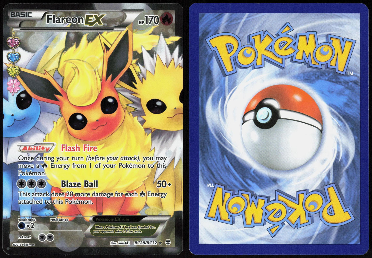 FLAREON EX RC28/RC32 GENERATIONS POKEMON ULTRA RARE HOLO LP