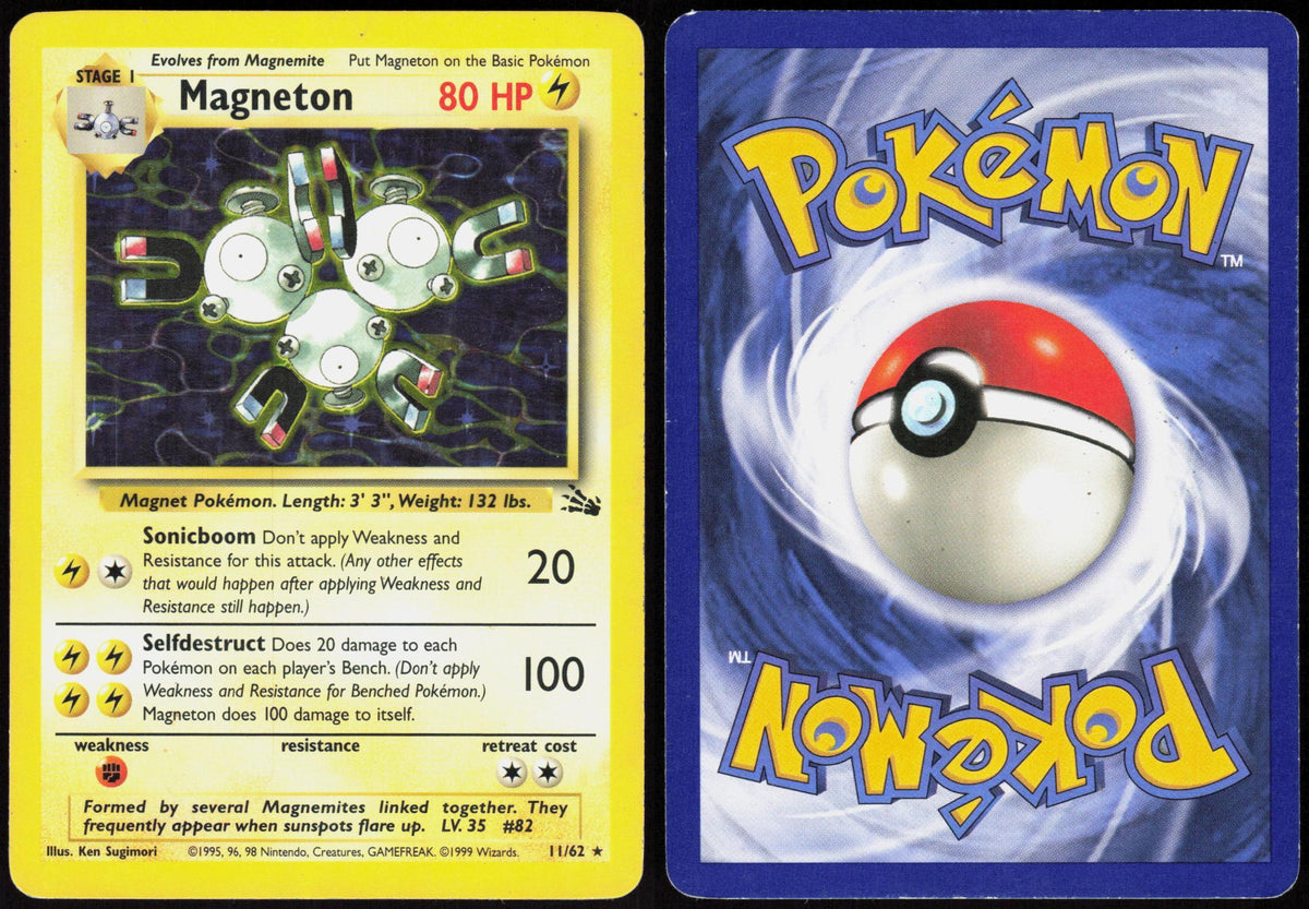 MAGNETON 11/62 FOSSIL POKEMON RARE UNLIMITED HOLO HP