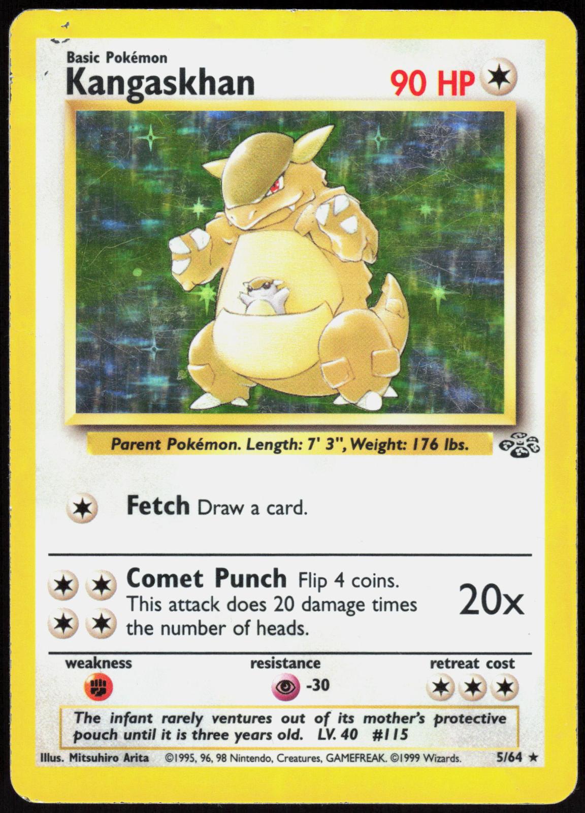 KANGASKHAN 5/64 JUNGLE POKEMON RARE UNLIMITED HOLO HP
