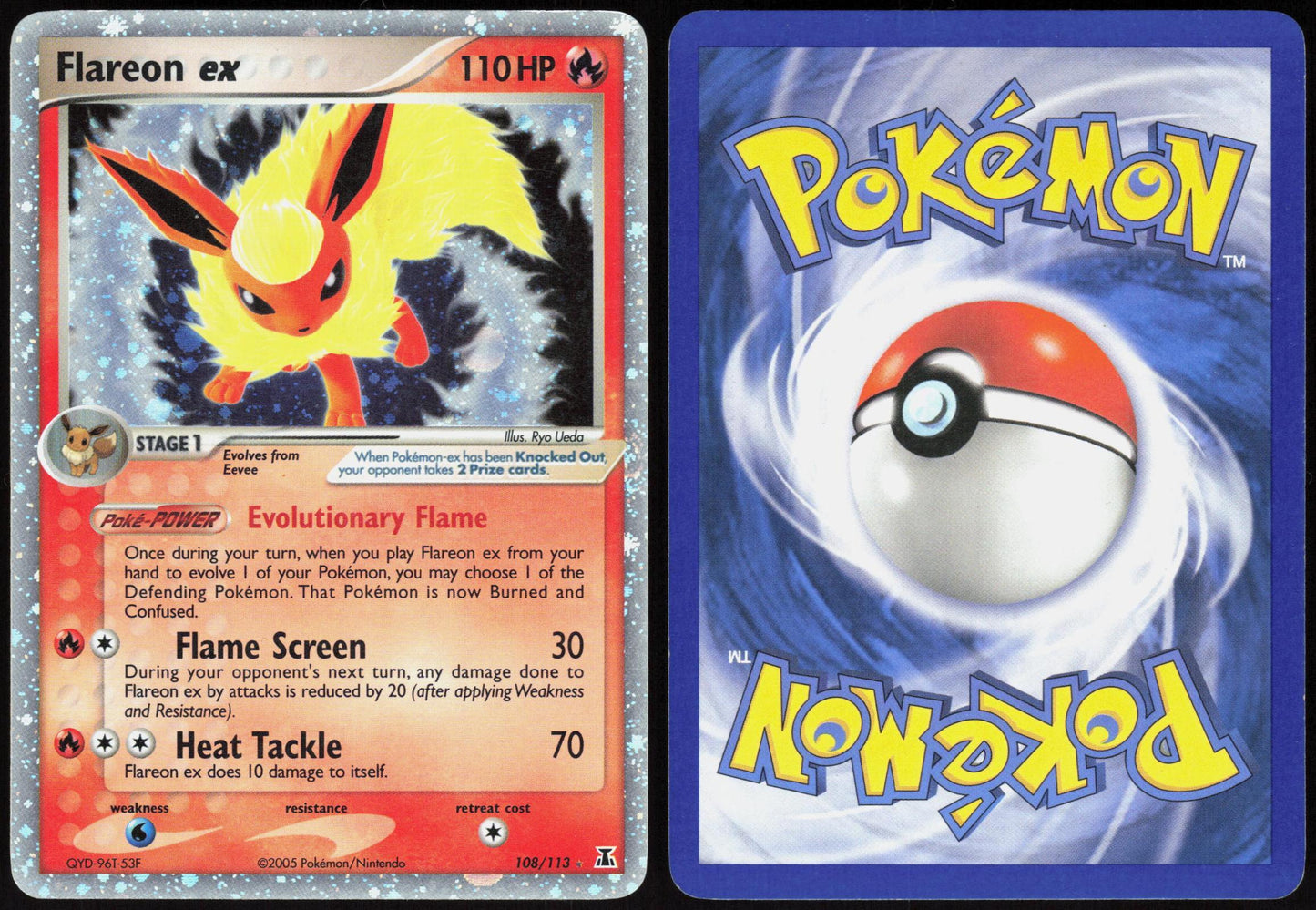 FLAREON EX 108/113 DELTA SPECIES POKEMON EX RARE HOLO NM