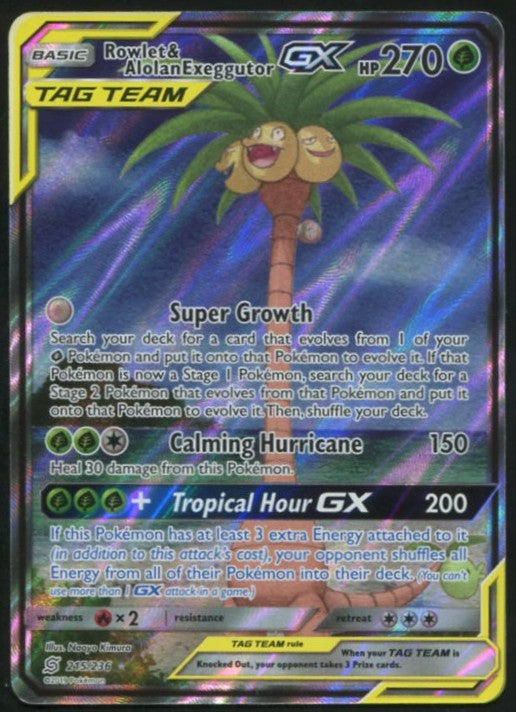 ROWLET & ALOLAN EXEGGUTOR GX 215/236 UNIFIED MINDS POKEMON ULTRA RARE NM