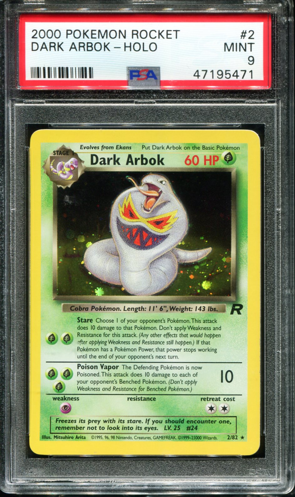 DARK ARBOK HOLO 2 PSA 9 ROCKET POKEMON