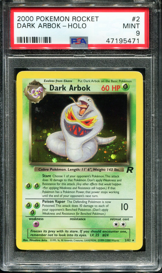 DARK ARBOK HOLO 2 PSA 9 ROCKET POKEMON