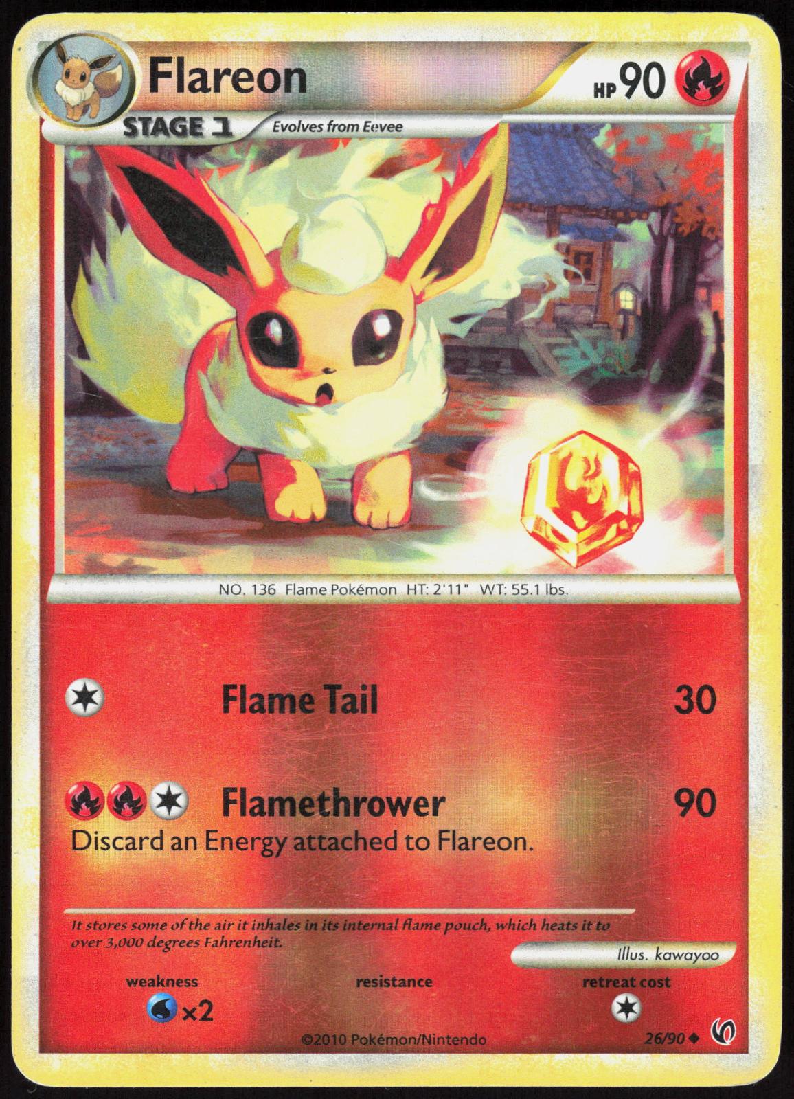 FLAREON 26/90 HGSS UNDAUNTED POKEMON UNCOMMON REVERSE HOLO HP