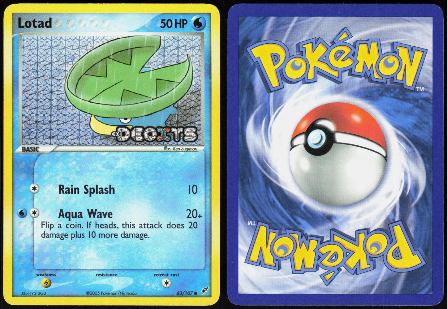 LOTAD 63/107 DEOXYS POKEMON COMMON REVERSE HOLO LP