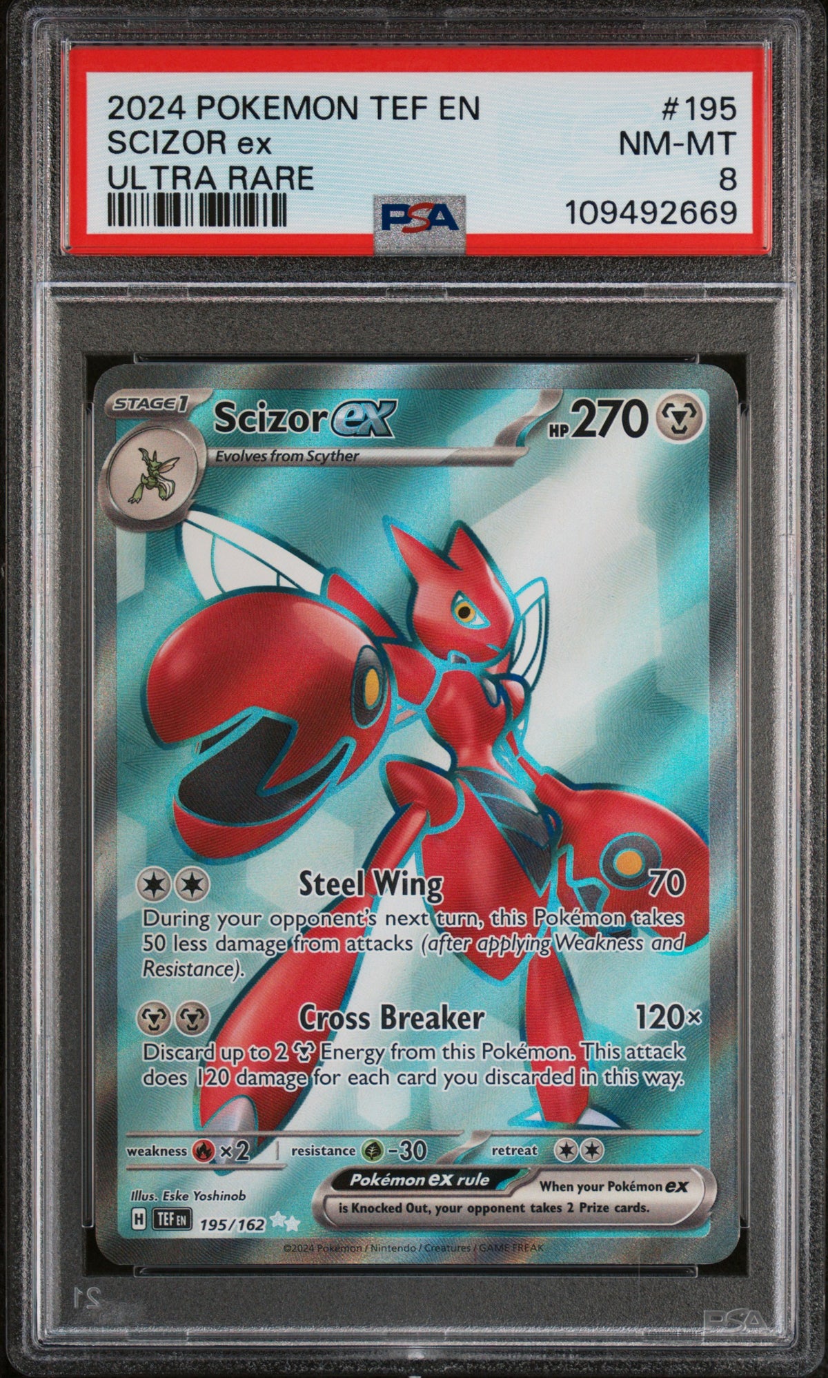 SCIZOR EX 195/162 PSA 8 ULTRA RARE TEMPORAL FORCES POKEMON