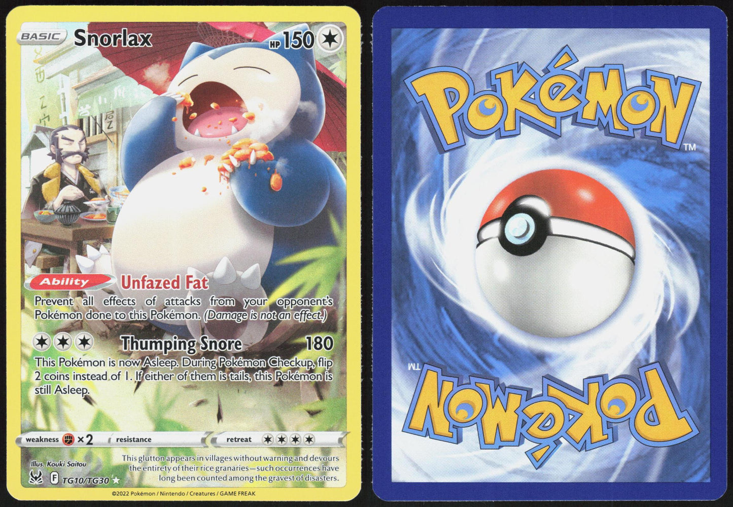 SNORLAX TG10/TG30 LOST ORIGIN TRAINER GALLERY POKEMON TRAINER GALLERY RARE NM