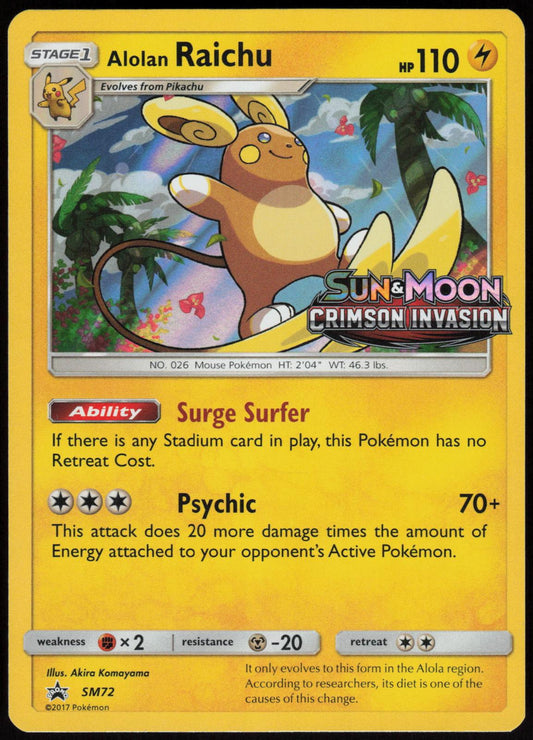 ALOLAN RAICHU - (PRERELEASE) SM72 SUN & MOON PROMO POKEMON PROMO HOLO LP