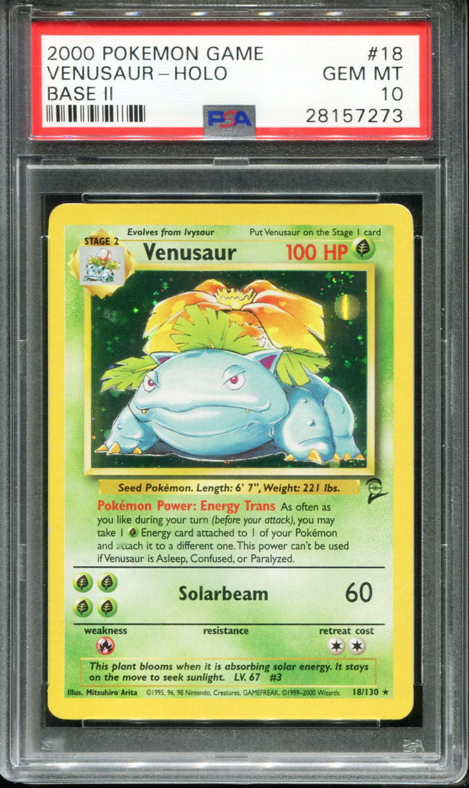 VENUSAUR HOLO 18 PSA 10 GAME BASE II POKEMON