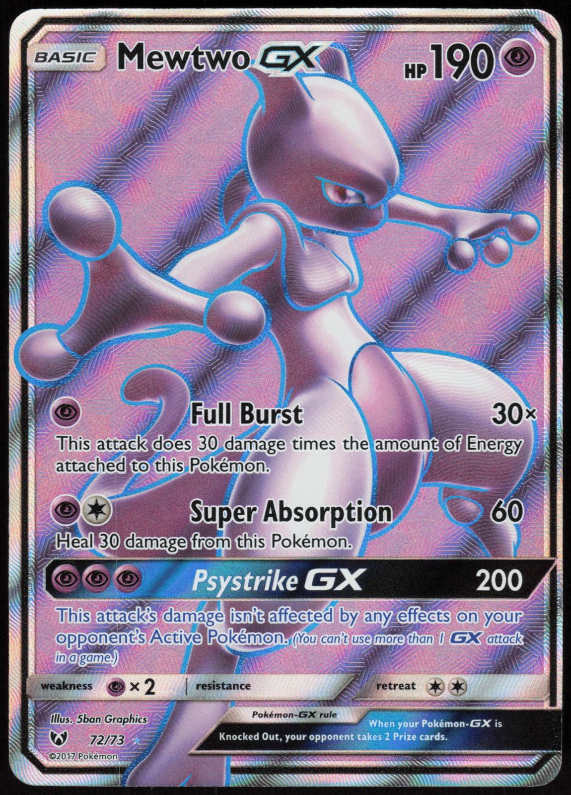 MEWTWO GX 72/73 SHINING LEGENDS POKEMON ULTRA RARE HOLO LP