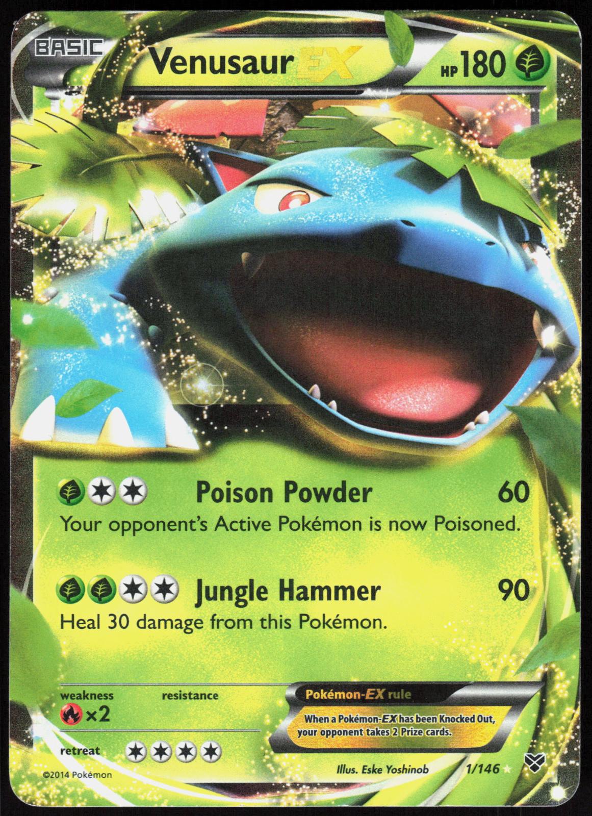 VENUSAUR EX 1/146 XY BASE SET POKEMON ULTRA RARE HOLO LP