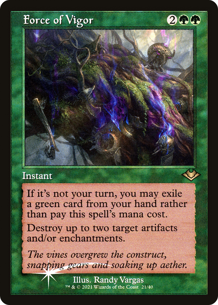 MAGIC: THE GATHERING  - Force of Vigor (Retro Frame) (MH1-021) - Modern Horizons 1 Timeshifts Foil