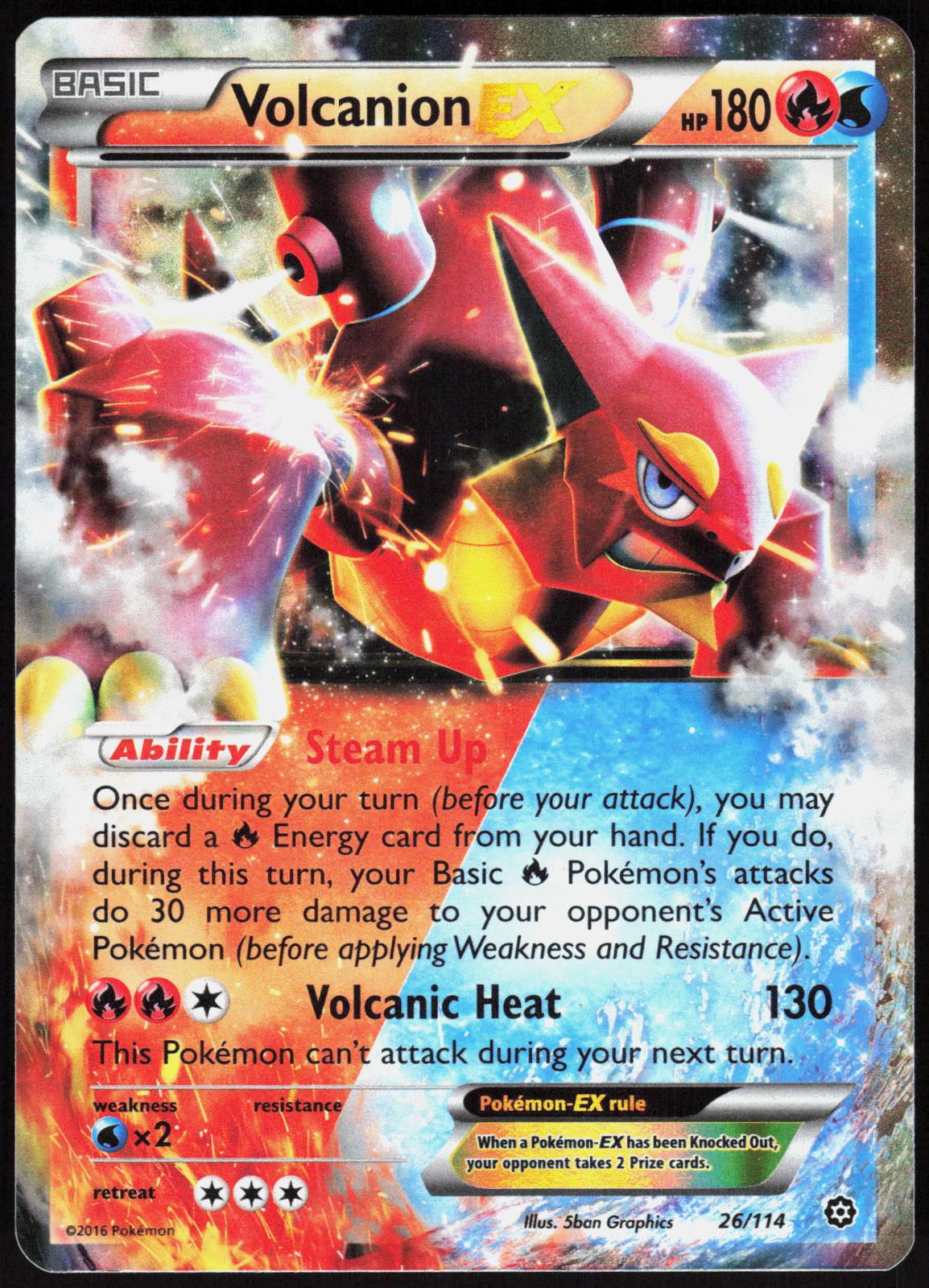 VOLCANION EX 26/114 STEAM SIEGE POKEMON ULTRA RARE HOLO NM